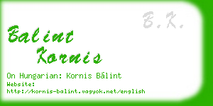 balint kornis business card