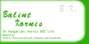 balint kornis business card